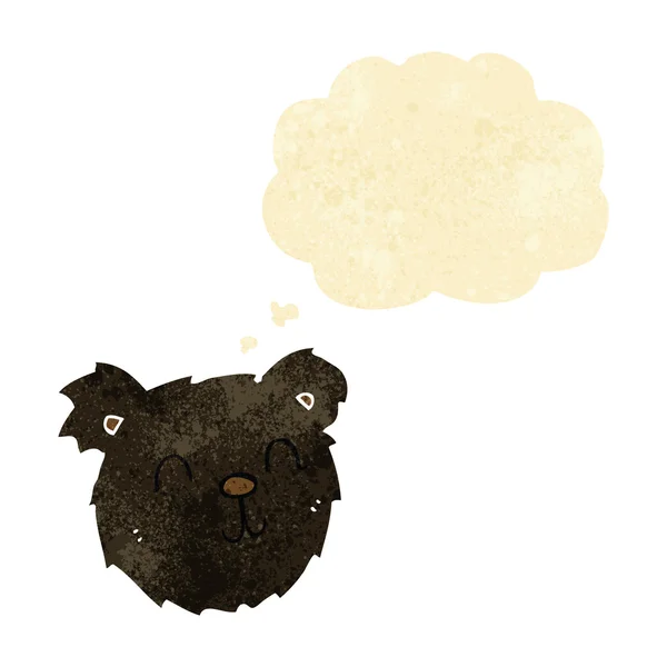 Cartoon feliz urso negro rosto com bolha de pensamento — Vetor de Stock