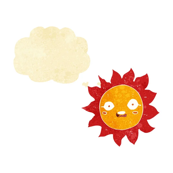 Soleil de dessin animé avec bulle de pensée — Image vectorielle