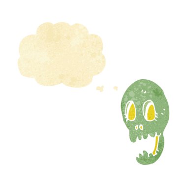 Düşünce baloncuklu komik kafatası