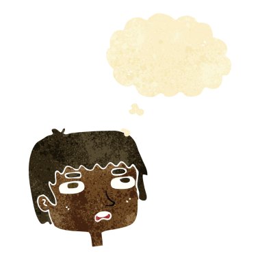 çizgi film mutsuz yüz düşünce balonu ile