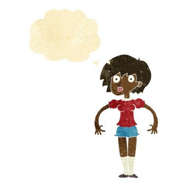 Karikatür, düşünce balonlu kadını şaşırttı.