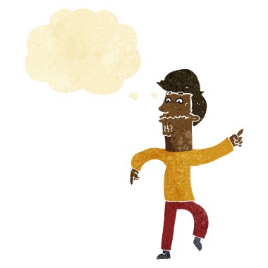 çizgi film endişeli adam düşünce balonunu işaret ediyor