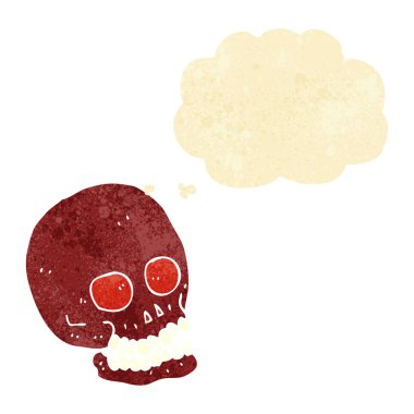 Düşünce balonlu karikatür kafatası