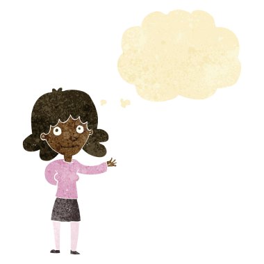 çizgi film dostu kadınla düşünce balonu