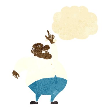 Düşünce baloncuğu olan şişko patron.