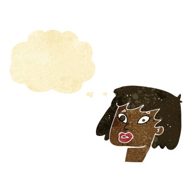 çizgi film oldukça kadın yüzü düşünce balonu ile