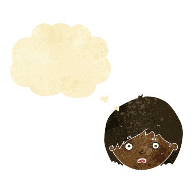 düşünce balonu ile mutsuz çocuk çizgi film