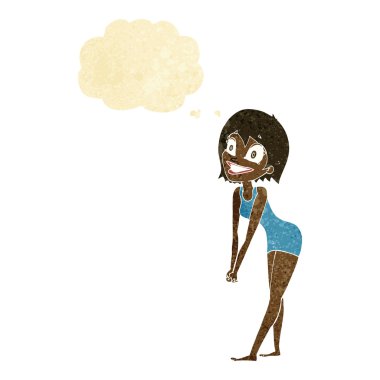 çizgi film heyecanlı kadın düşünce balonu ile