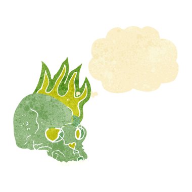 Düşünce baloncuklu ürkütücü kafatası