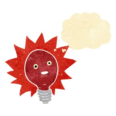 düşünce balonu ile kırmızı ampul çizgi film