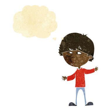 Düşünce baloncuğu olan meraklı bir adam