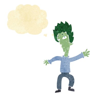 Düşünce baloncuğu olan vampir adam.