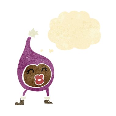 karikatür komik yaratık düşünce balonu ile