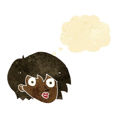 Düşünce baloncuğuyla şaşırmış kadın yüzü