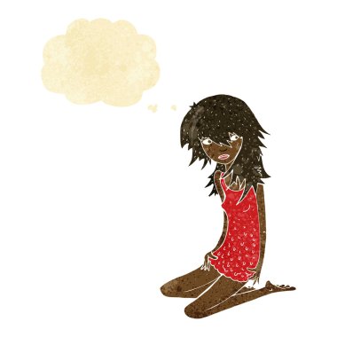 Düşünce baloncuklu güzel kız.