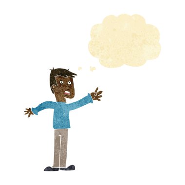 çizgi film endişeli adam düşünce baloncuğuyla uzanıyor