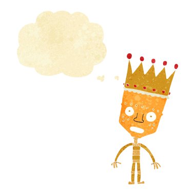 çizgi film robot düşünce balonu ile taç ile