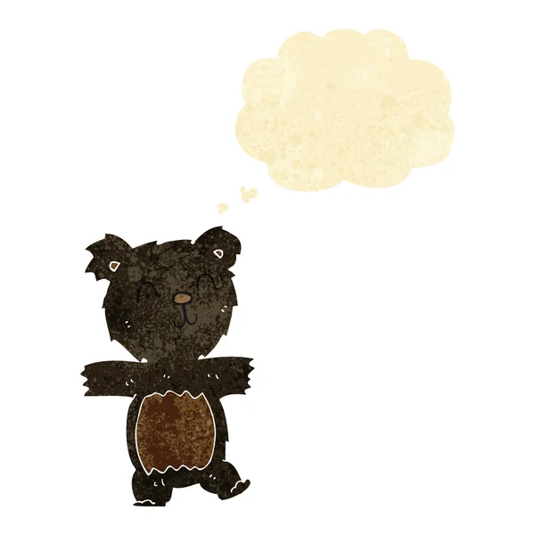 Dessin animé ourson noir mignon avec bulle de pensée — Image vectorielle