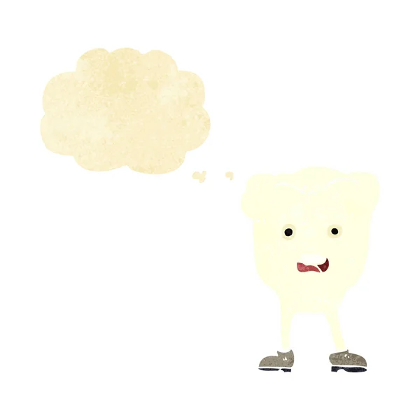 Γελοιογραφία δόντι ψάχνει να φοβάται με σκέψη φούσκα — Διανυσματικό Αρχείο