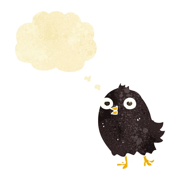 Drôle de dessin animé oiseau avec bulle de pensée — Image vectorielle