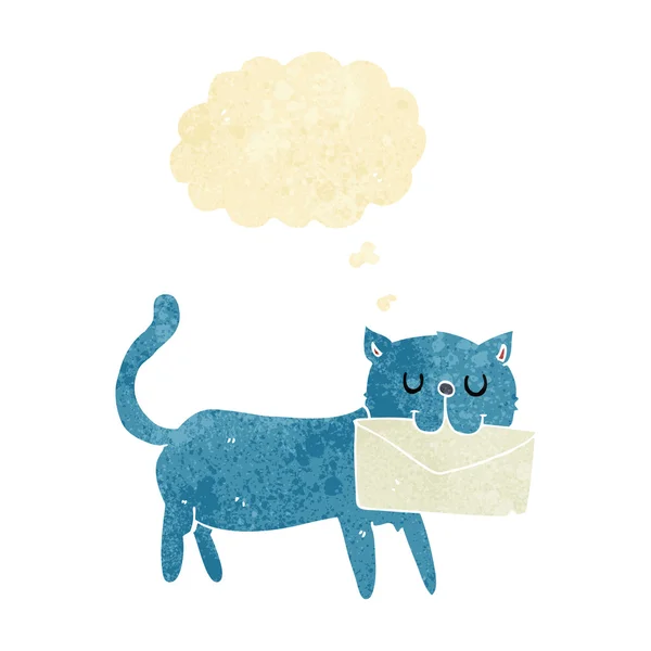 Мультяшный кот с письмом мысли пузырь — стоковый вектор