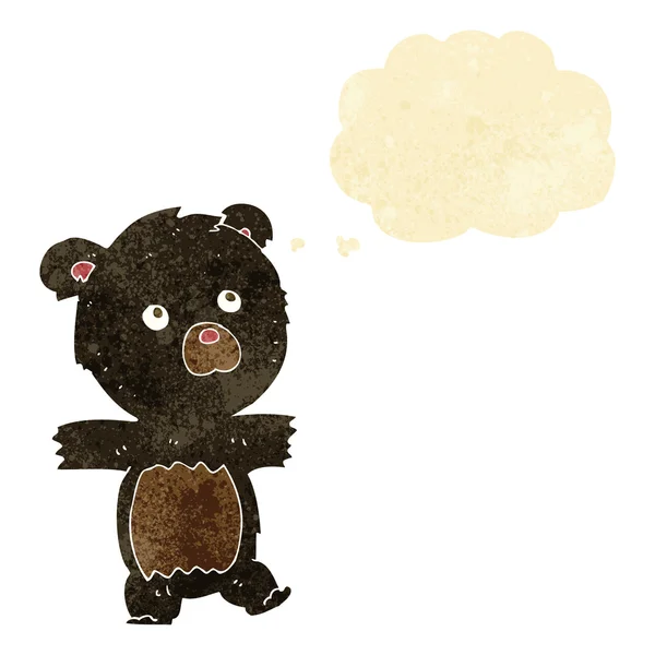 Karikatura roztomilý černý medvěd s myšlenkou bublina — Stockový vektor