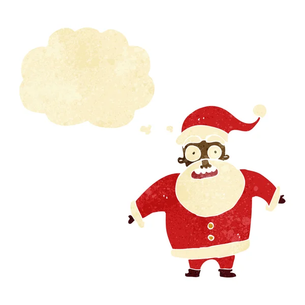 Cartoon shocked santa claus with thought bubble — Stock Vector