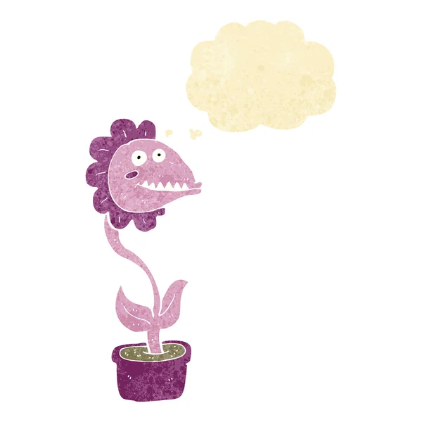 Dessin animé monstre plante avec bulle de pensée — Image vectorielle