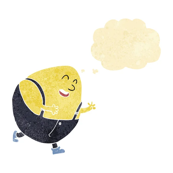 Desenho animado humpty dumpty ovo personagem com bolha de pensamento — Vetor de Stock