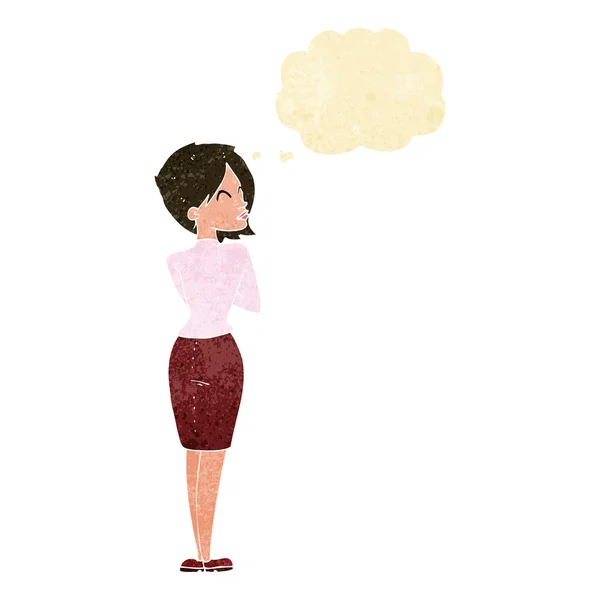 Cartoon businesswoman ignoring with thought bubble — Stock Vector