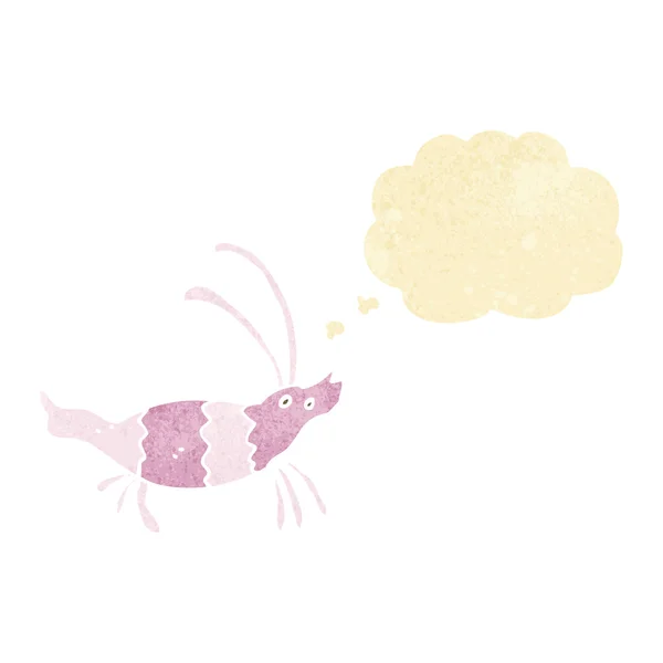 Cartoon shrimp with thought bubble — Stock Vector