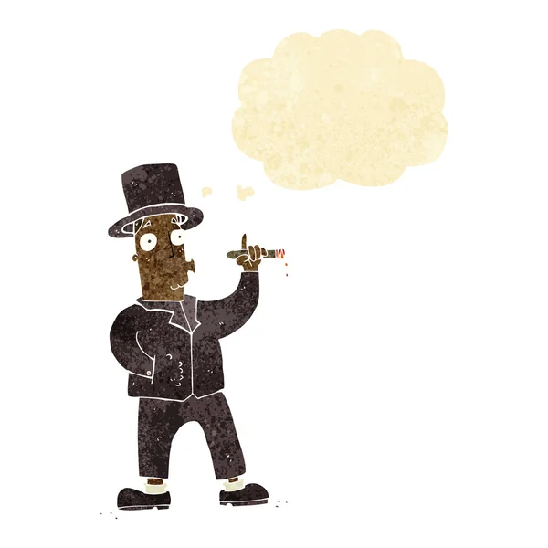 Γελοιογραφία τζέντλεμαν κάπνισμα με φούσκα σκέψης — Διανυσματικό Αρχείο