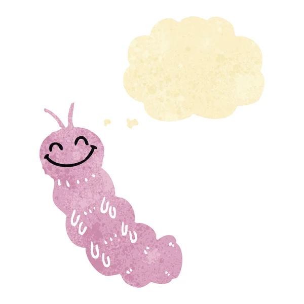 Cartoon caterpillar with thought bubble — Stock Vector