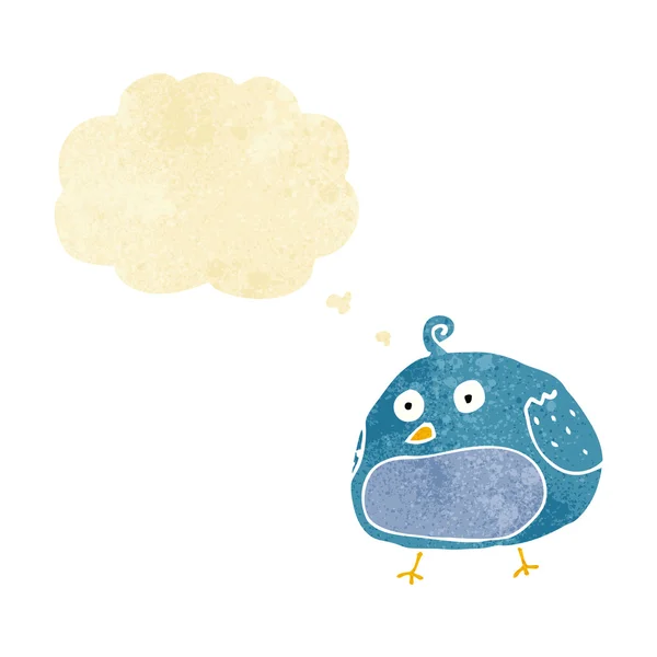 Dibujos animados pájaro gordo con burbuja de pensamiento — Vector de stock