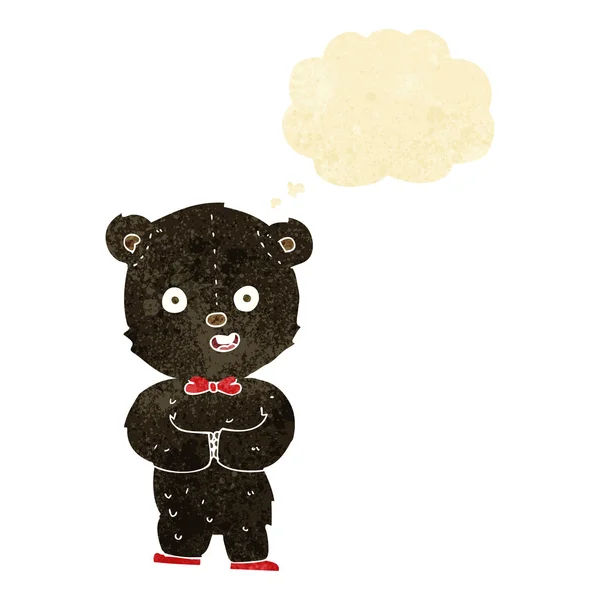 Nounours dessin animé ours noir avec bulle de pensée — Image vectorielle