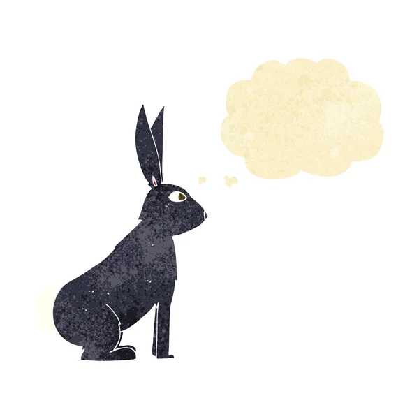 Cartoon konijn met gedachte zeepbel — Stockvector