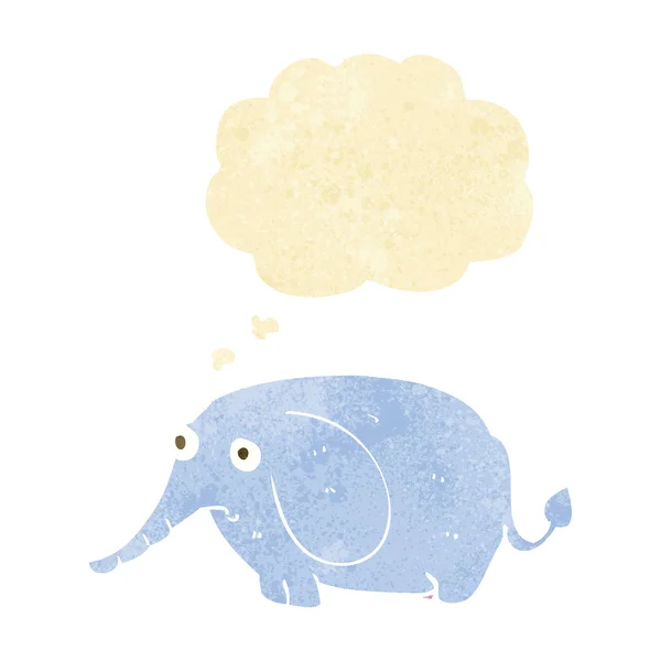 Dessin animé triste petit éléphant avec bulle de pensée — Image vectorielle