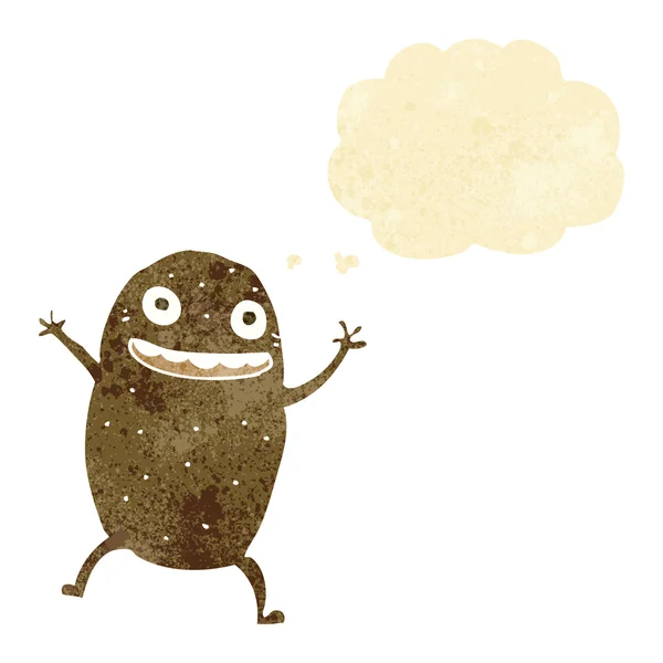 Cartone animato patata felice con bolla di pensiero — Vettoriale Stock