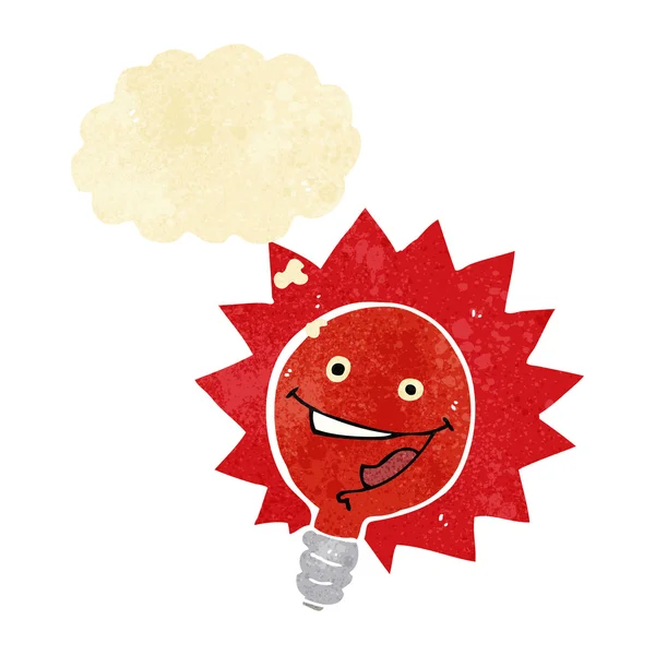 Gelukkig knipperend rood licht lamp cartoon met gedachte bubble — Stockvector