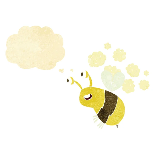 Dibujos animados abeja feliz con burbuja de pensamiento — Archivo Imágenes Vectoriales