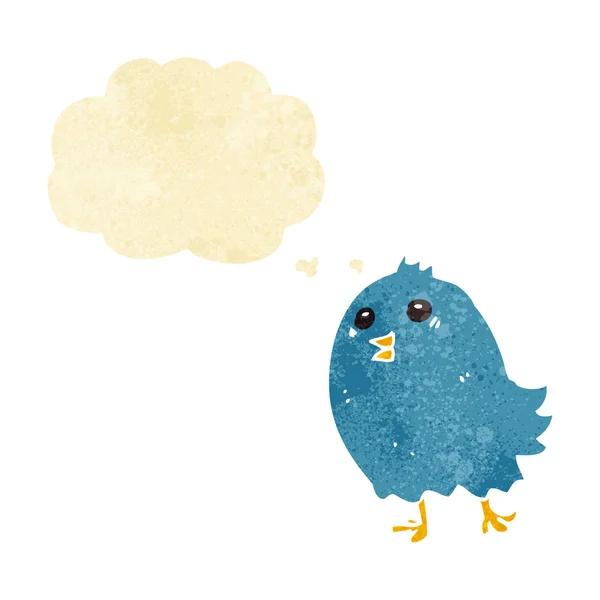 Dibujos animados bluebird con burbuja de pensamiento — Vector de stock