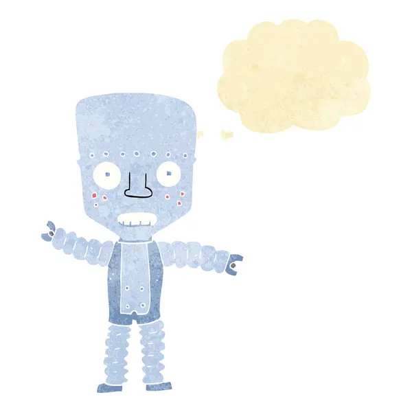 Robot de dibujos animados con burbuja de pensamiento — Vector de stock