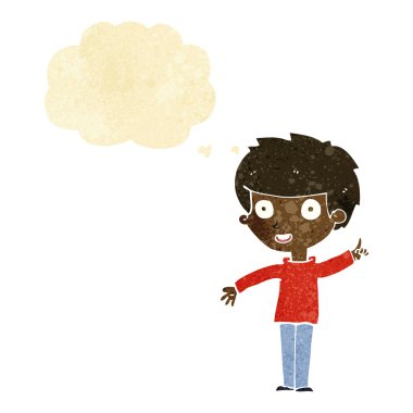 çizgi film çocuk fikir düşünce balonu ile