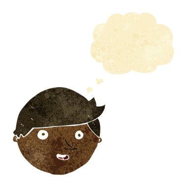 Düşünce baloncuklu mutlu surat.