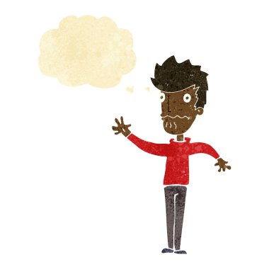 Düşünce baloncuğuyla uzanan endişeli bir adam.