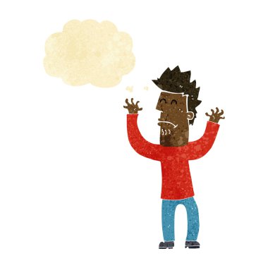 Çizgi film adamı düşünce baloncuğu ile strese soktu