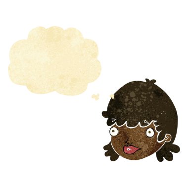 çizgi film kadın yüzü düşünce bubbl ile sürpriz ifade ile