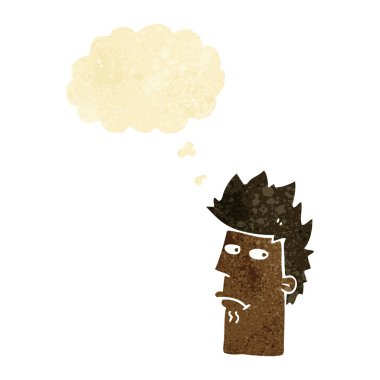 Düşünce baloncuklu karikatür sinirli ifadesi