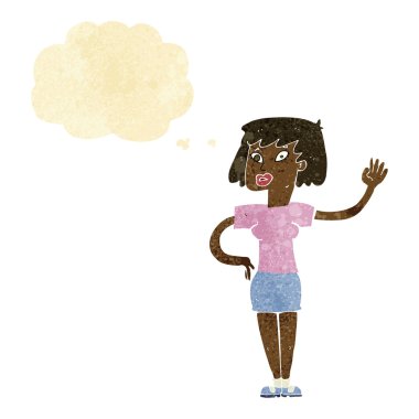 düşünce balonu ile sallayarak çizgi film kadın