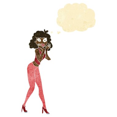 Karikatür, düşünce balonlu kadını şaşırttı.